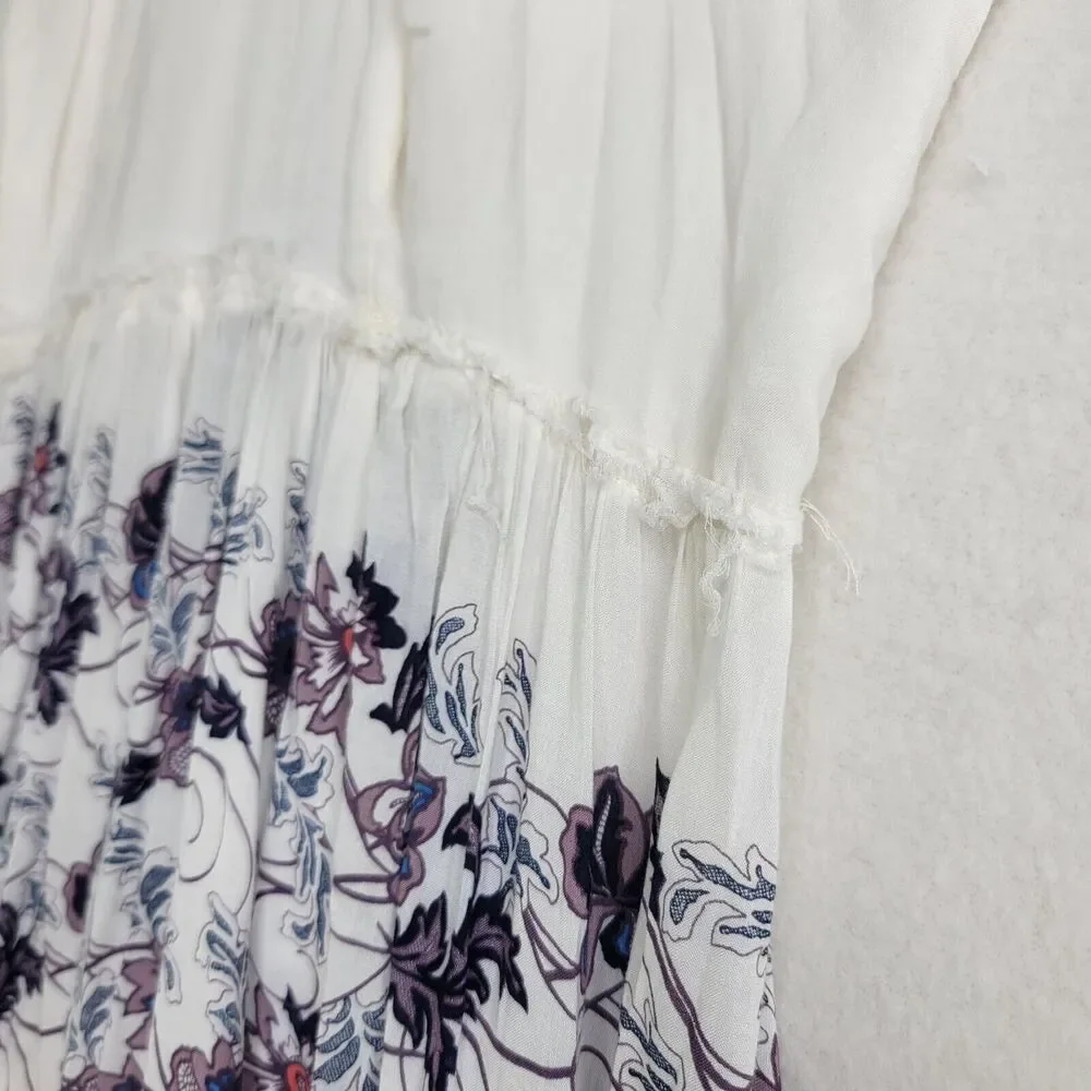 Free People Babydoll Maxi Dress SIZE S Cream Combo Floral Slip Maxi Dress Sheer - Picture 10 of 16